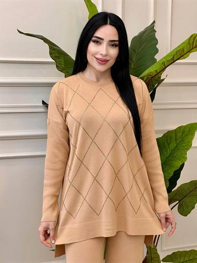 Baklava Taş Triko Takım 24231 t-24 Bej