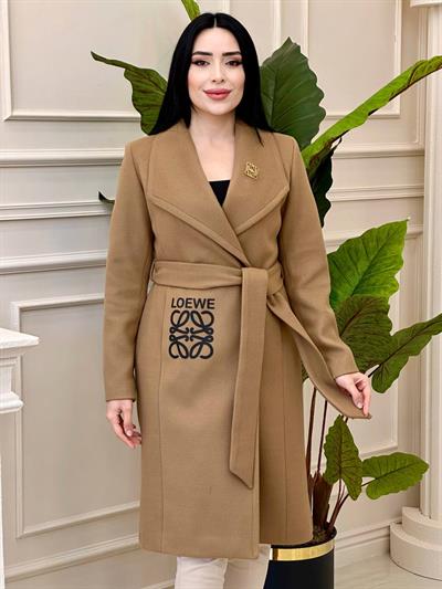 Baskı Detay Zara Model Kaşe Kaban 0294 t-24 Vizon