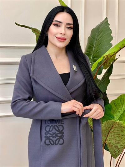Baskı Detay Zara Model Kaşe Kaban 0294 t-24 Antrasit