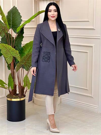 Baskı Detay Zara Model Kaşe Kaban 0294 t-24 Antrasit