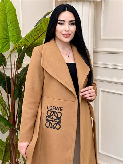 Baskı Detay Zara Model Kaşe Kaban 0294 t-24 Camel