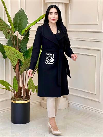 Baskı Detay Zara Model Kaşe Kaban 0294 t-24 Siyah