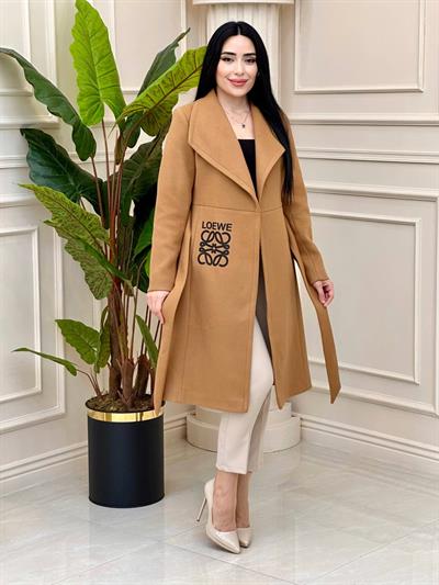 Baskı Detay Zara Model Kaşe Kaban 0294 t-24 Camel