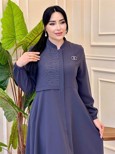 Baskılı Mevlana Pardesü 8212 f025 Gri