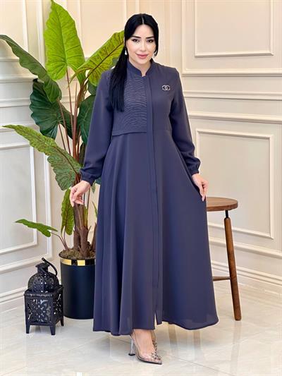 Baskılı Mevlana Pardesü 8212 f025 Gri