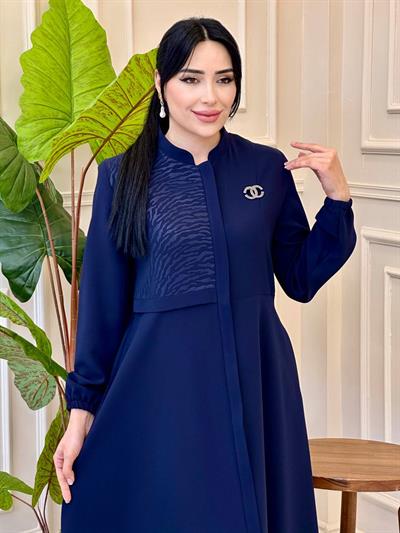 Baskılı Mevlana Pardesü 8212 f025 Lacivert