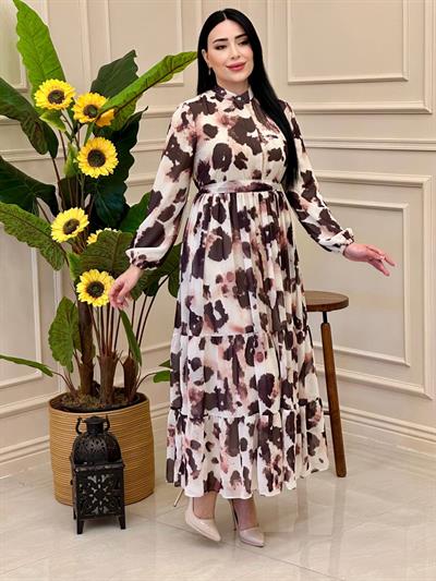 Batik Desen Elbise 12601 E-25 Kahverengi