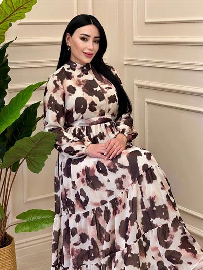 Batik Desen Elbise 12601 E-25 Kahverengi