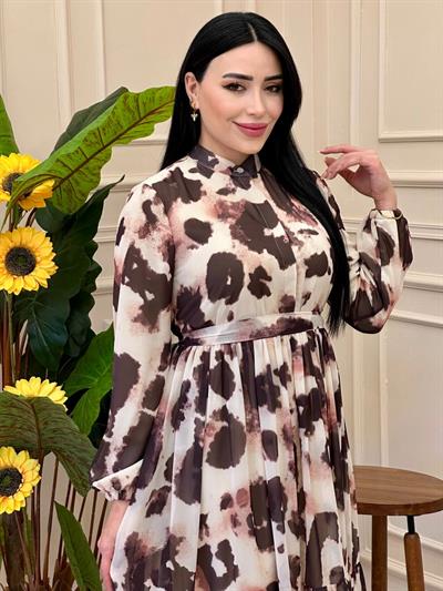 Batik Desen Elbise 12601 E-25 Kahverengi