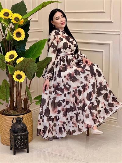 Batik Desen Elbise 12601 E-25 Kahverengi
