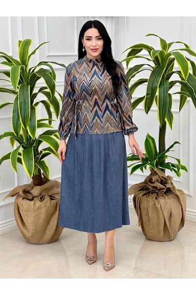 Batik Desen Etekli Takım 3430 İndigo