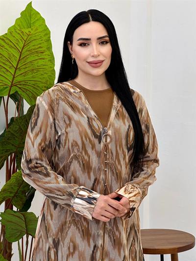 Batik Desen File Üçlü Takım 7245 Kahverengi