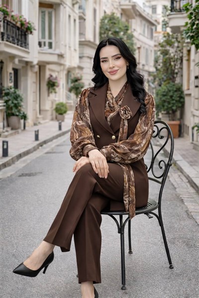 Batik Desen Gömlekli Üçlü Takım 1770 T-26 Kahverengi