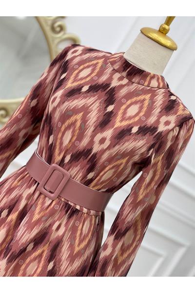 Batik Desen Kol Fır Fır Elbise 1167 Purdra