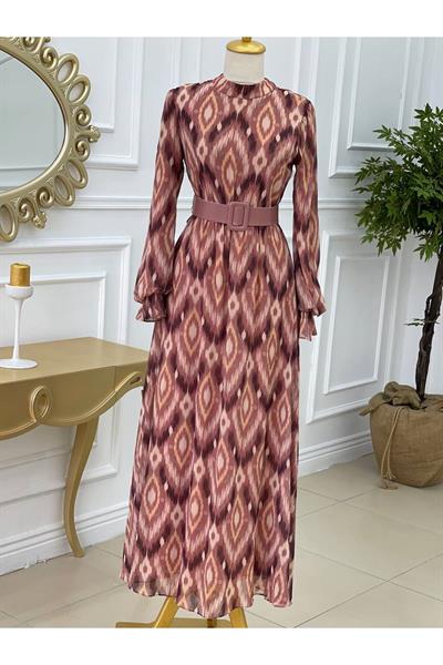 Batik Desen Kol Fır Fır Elbise 1167 Purdra