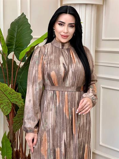 Batik Desen Pilise Elbise 1458 t-24 Vizon