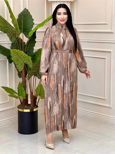 Batik Desen Pilise Elbise 1458 t-24 Vizon