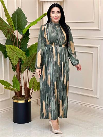 Batik Desen Pilise Elbise 1458 t-24 Yeşil