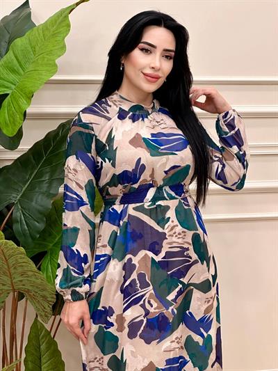 Batik Desen Şifon Elbise 9910 t24 Saks