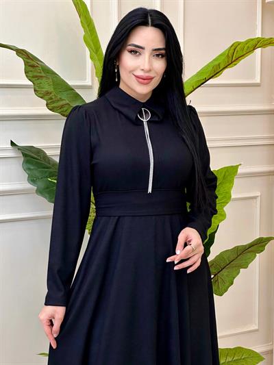 Bebe Yaka Örme Elbise 1776 t-24 Siyah