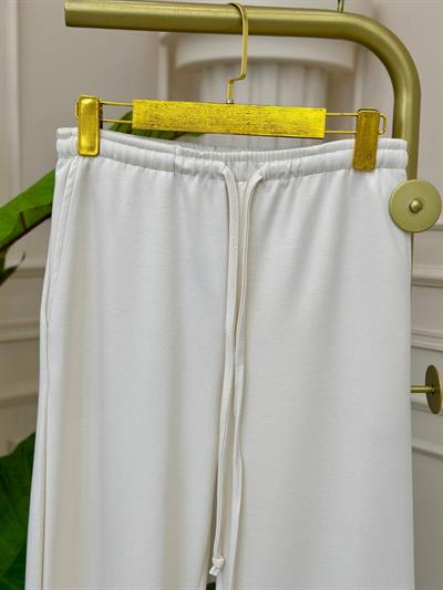 Bel Bağçık Bol Paça Penye Pantolon  3965 t-24 Bej