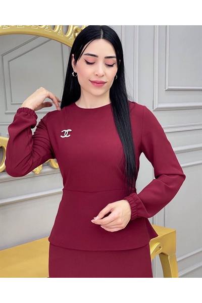 Bel BAğlamalı Etekli Takım 628 Bordo