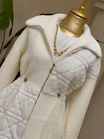 Bel Büzme Angora Kısa Kaban 2546 T-25 Ekru