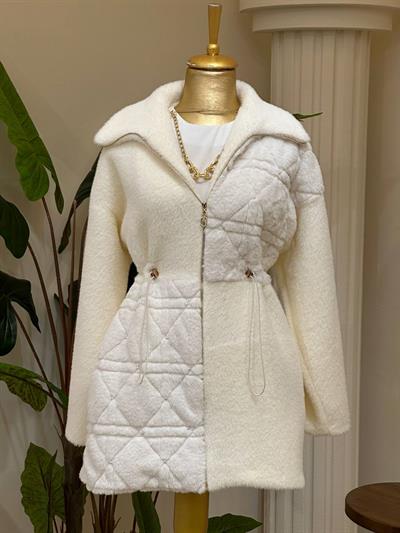 Bel Büzme Angora Kısa Kaban 2546 T-25 Ekru