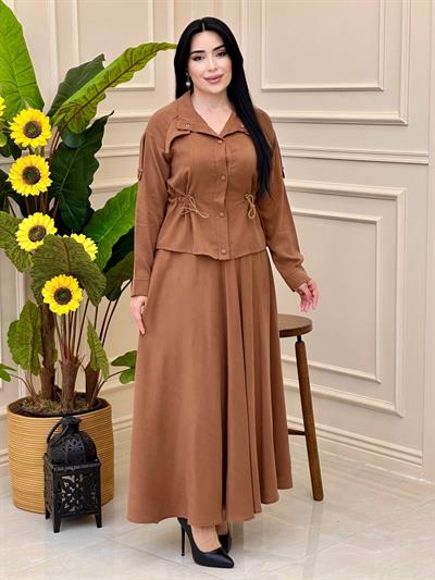 Bel Büzme Etekli Takım 7058 Taba