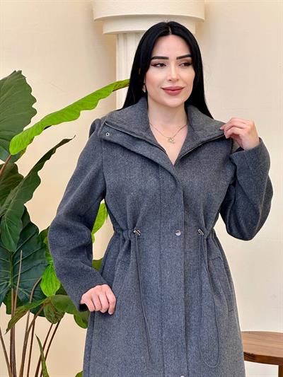 Bel Büzme Kaşe Kaban 8261 T-25 Gri