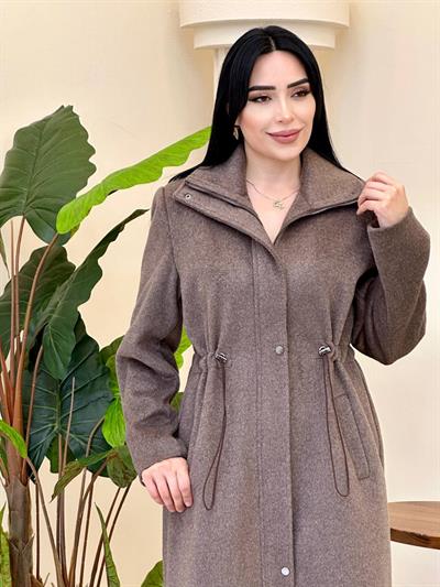 Bel Büzme Kaşe Kaban 8261 T-25 Kahverengi