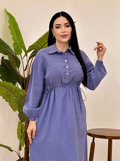 Bel Büzme Spor Elbise 20693 T-25 İndigo