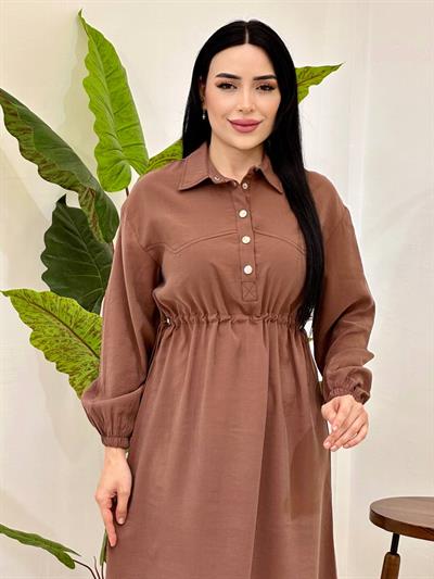 Bel Büzme Spor Elbise 20693 T-25 Kahverengi
