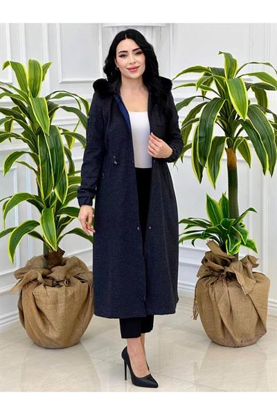 Bel Büzmeli Kaşe Kaban 8156 Füme