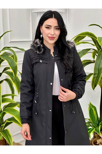 Bel Büzmeli Parka Kaban 4232 Siyah
