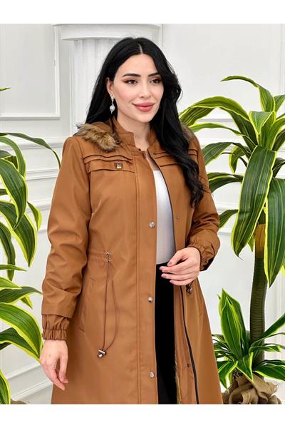 Bel Büzmeli Parka Kaban 4232 Taba