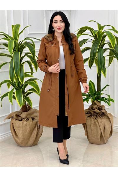 Bel Büzmeli Parka Kaban 4232 Taba