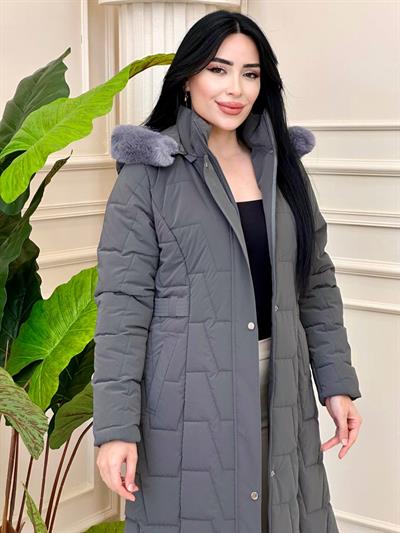 Bel Detay Şişme Kaban  8196 t-24 Gri