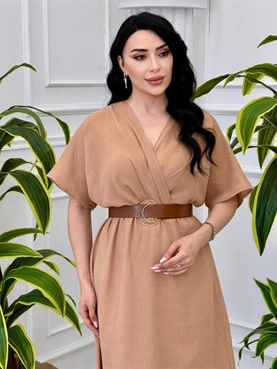 Bel Lastik Kemerli Elbise 9948 T-24 Bisküvi