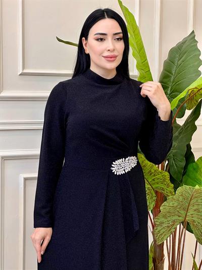 Bel Taş Likra Simli Abiye 4095 t-24 Siyah