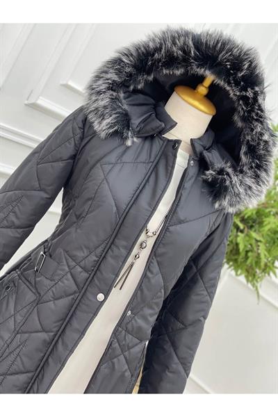 Bel Tokalı Şişme Kaban 8135 Siyah