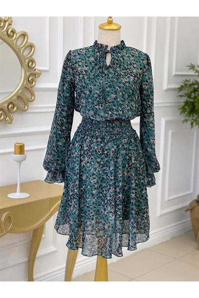 Beli Lastikli Şifon Tunik 2064 Yeşil