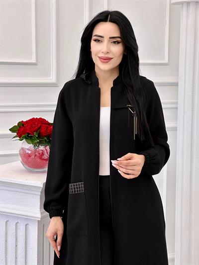 Beli Şeritli Ferace 6038 T-24 Siyah