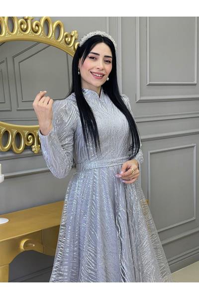 Bilek Boy Çizgi Sim Abiye 17690 Gri