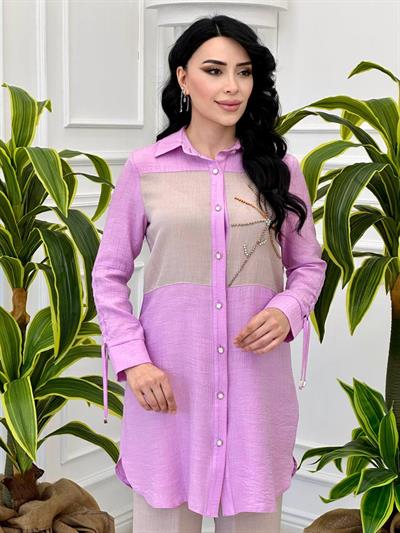 Bloklu Jakarlı Takım 6143 t-24 Lila