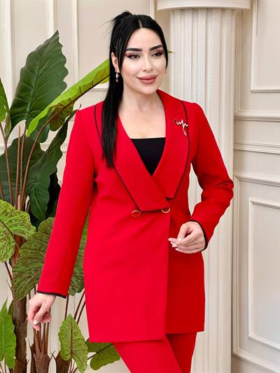 Boncuk Biye Pantolonlu Takım 0396 t-24 Kırmızı
