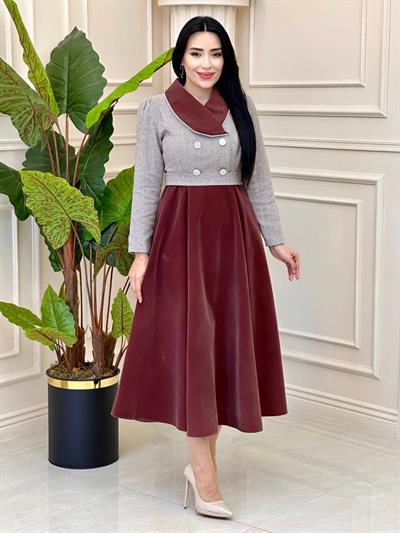 Boncuk Biyeli Elbise 0412 t-24 Rose