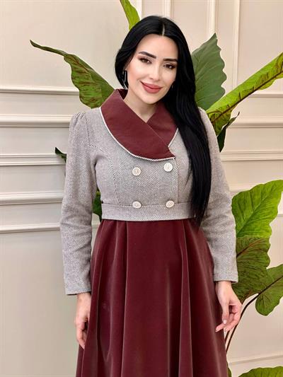 Boncuk Biyeli Elbise 0412 t-24 Rose