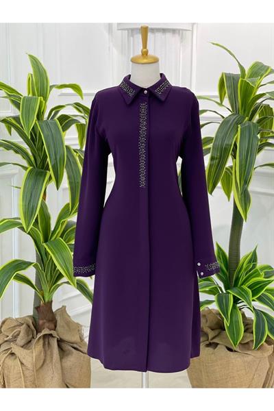 Boncuk Detay Tunik 1160 Mor