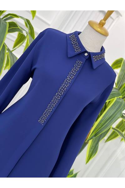 Boncuk Detay Tunik 1160 Saks